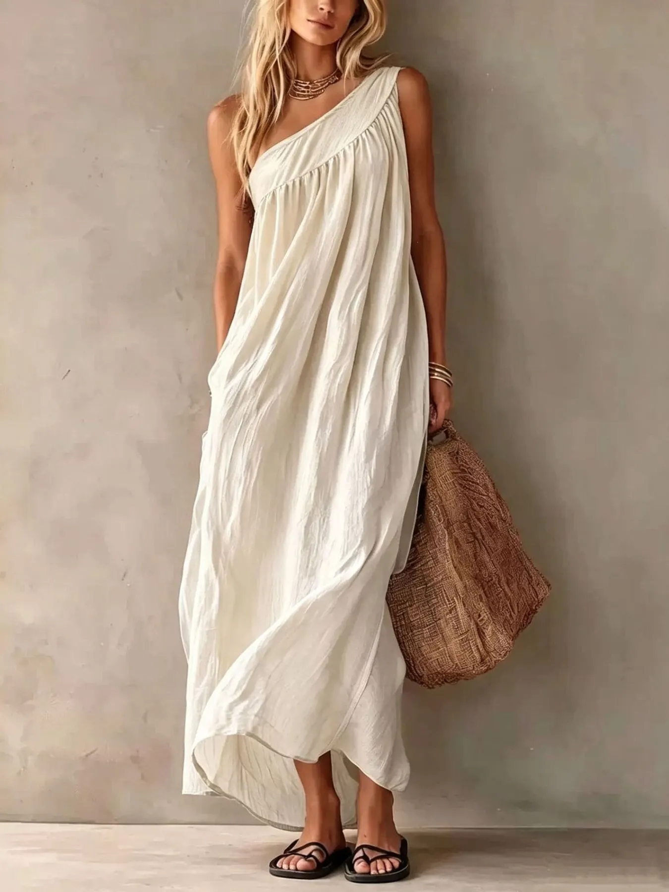 Full Size One-Shoulder Maxi Dress Plus Size