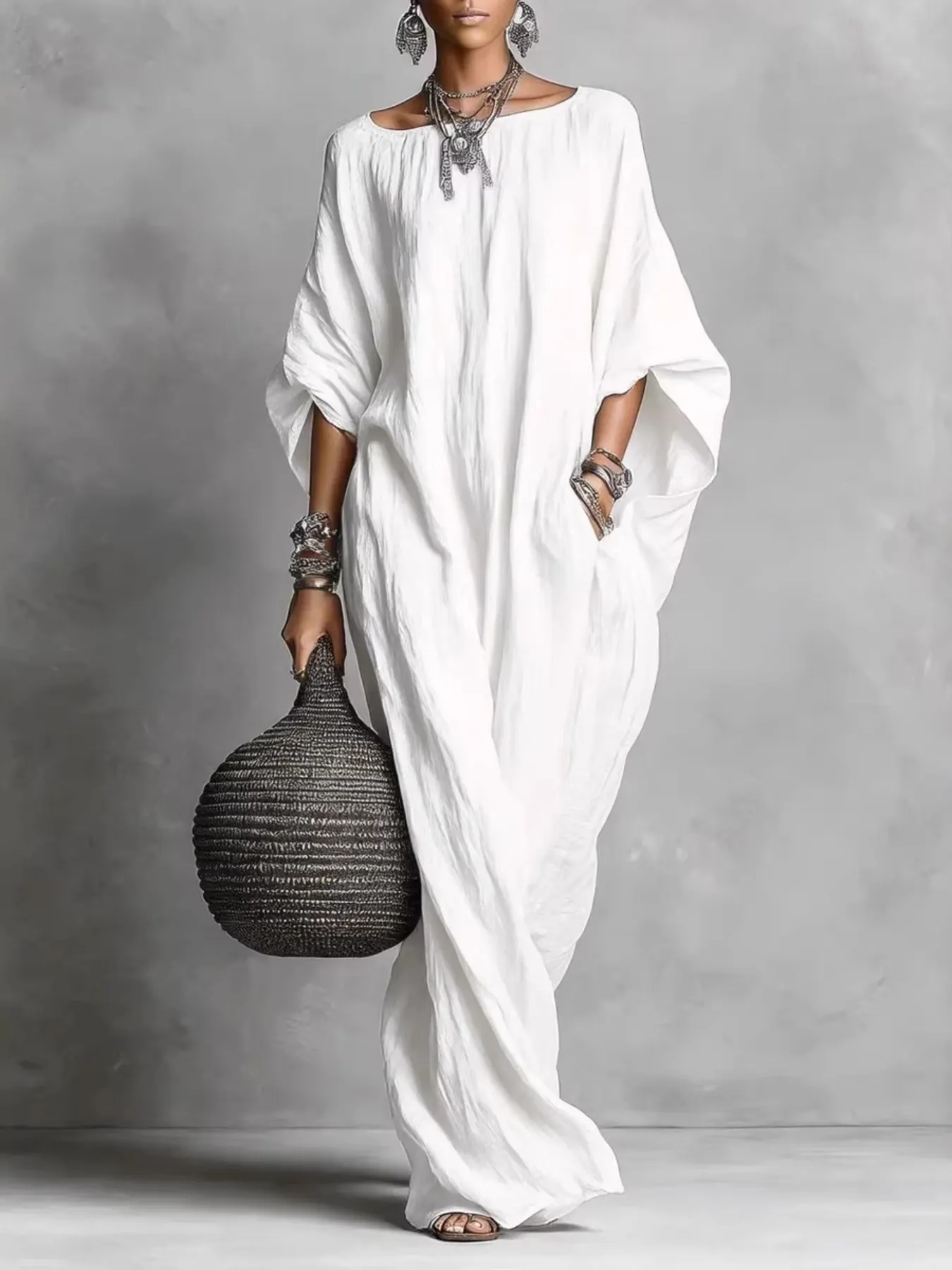 Loose Fit Boat Neck Dress